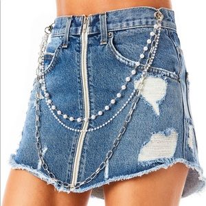 Carmar/LF Beatrice Belle Pearl Chain Denim Skirt
